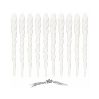 Vánoční ozdoby - Rampouchy, bílé, sada 10ks