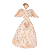 Anděl polyresinový se srdcem, béžový
