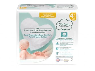 Cottony jednorázové dětské pleny z bio bavlny č.4  (7-18 kg) - 28 ks velikost balení: karton Cottony jednorázové dětské pleny z bio bavlny č.4  (7-18 kg) - 28 ks velikost balení: karton