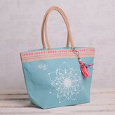 The Spirit of OM nákupní jutová taška s mandalou - modrá