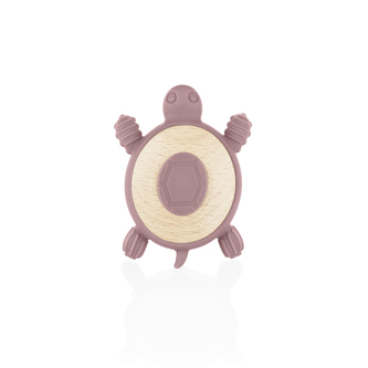 Silikonové dřevěné kousátko Turtle, Old Pink