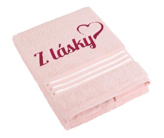 Froté ručník kolekce Linie s výšivkou Z lásky - růžová - Ručník - 50x100 cm