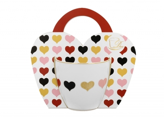 Porcelánový hrnek Heart 460 ml v dárkové taštičce