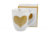 Porcelánový hrnek Gold Heart 360 ml v dárkové krabičce
