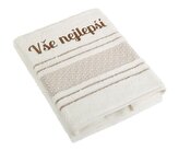 Froté ručník mozaika s výšivkou Vše nejlepší - krémová - Ručník - 50x100 cm