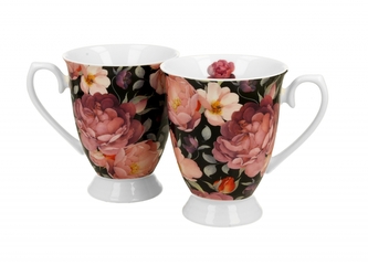 Porcelánový hrnek Spring Roses Black 340 ml, 2 ks v dárkové krabičce