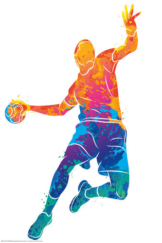 Plakát, Obraz - Watercolour handball player, 61 × 91.5 cm