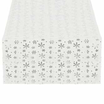 Vánoční ubrus s vločkami 220x140 cm bílý, vánoční dekorace