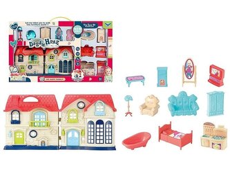 Domek dla lalek z figurkami i meblami