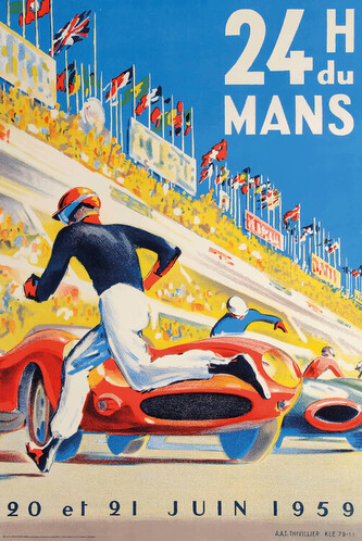 Plakát, Obraz - 1959 24 Hours of Le Mans Race Poster, 61 × 91.5 cm