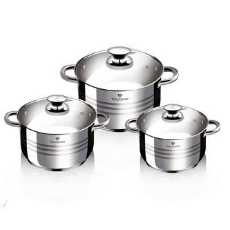 BLAUMAN Sada nádobí nerez 6 ks 16/20/24 cm Gourmet Line černé rukojeti BL-3863