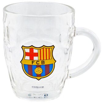 Sklenice pivní korbel FC Barcelona: Velký barevný znak klubu (objem 500 ml)
