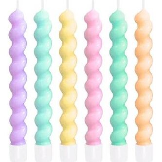 Svíčky barevné spirálové 6ks 7,5cm - Party Pal