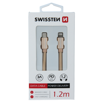 DATOVÝ KABEL SWISSTEN TEXTILE USB-C / LIGHTNING 1,2 M ZLATÝ