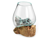 Skleněná nádoba na dřevě - malá - var. E