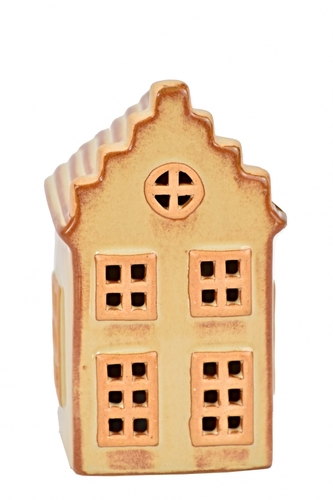 Keramický LED domeček béžový 12x5,5x5,5 cm