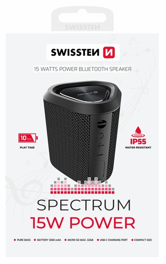 BLUETOOTH REPRODUKTOR SWISSTEN SPECTRUM 15 W ČERNÝ