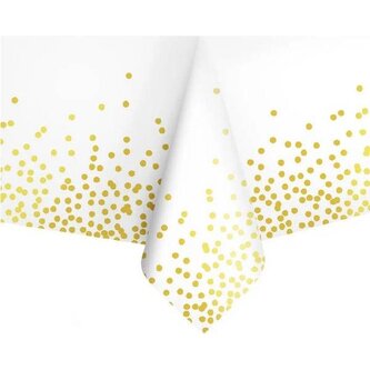 Ubrus bílý se zlatými konfetami 274x137cm - Party Pal
