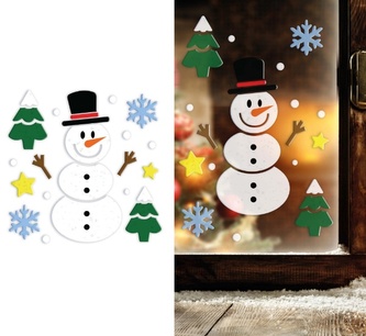 Gelové samolepky na okno - Sněhuláček
