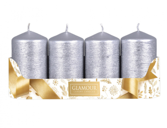 Svíčka adventní TAURUS škrábaná metalická d5x9cm 4ks