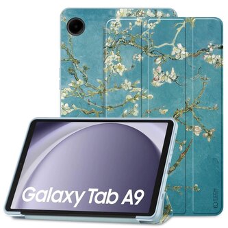 Etui Tech-Protect SmartCase na Samsung Galaxy Tab A9 8.7" X110 / X115 - niebieskie z kwiatami sakura
