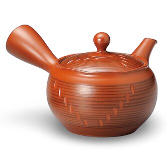 Japonská keramická Kyusu konvice hnědá pruhovaná 260 ml