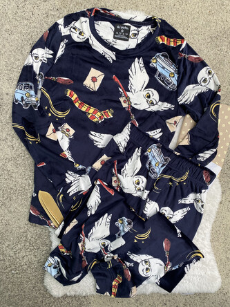 Pyžamo dámské modré s Hedvikou a předměty, Harry Potter Velikost: 2XL