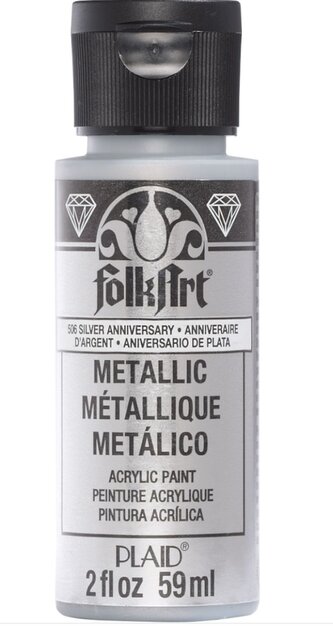 FolkArt Metallic Acrylic paint - 59 ml různé barvy Metallic color: SILVER ANNIVERSARY