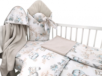 6-ti dílná výhod. sada s dárkem pro miminko, 120 x 90 cm, ZOO na cestách - mátová/cappucci; 120x90