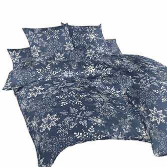 Dadka Povlečení bavlna Snowflakes tmavě modré 140x200, 70x90 cm