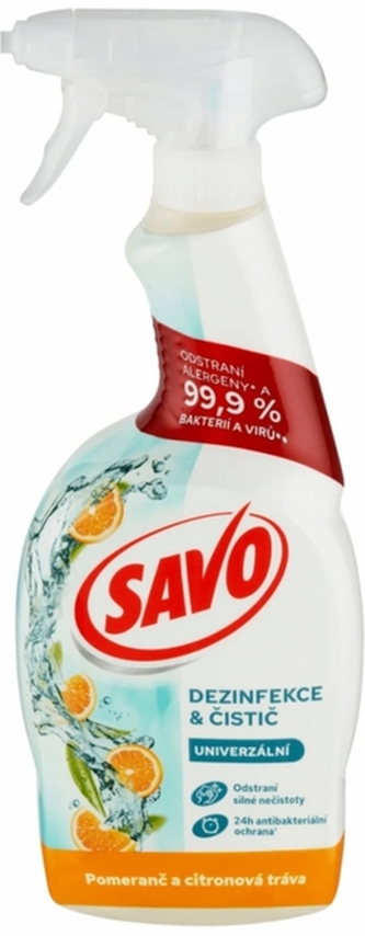 Savo univerzální dezinfekční sprej bez chloru Pomeranč & Citrónová tráva, 700 ml