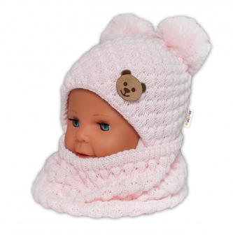 Pletený nákrčník/komínek  - růžový; univerzální