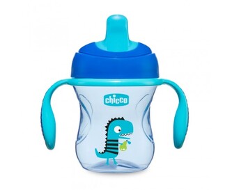 Hrneček Chicco Trénujeme s držadly 200 ml, modrý 6m+ modrá
