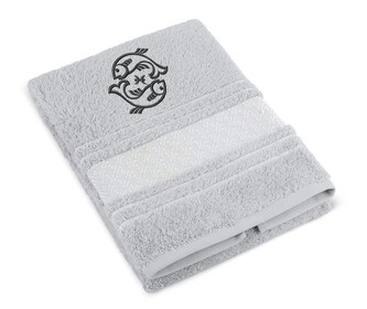 Froté ručník mozaika se znamením RYBY - šedá světlá - Ručník - 50x100 cm