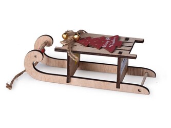 Závěs dřevo 205x65mm saně, přírodní, červená