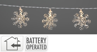 Vánoční osvětlení 10x LED stříbrné vločky, délka 120 cm II. jakost