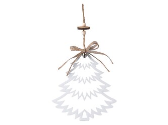 Závěs dřevo 145x165mm stromeček, bílá