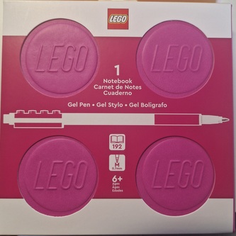 Lego čtvercový blok růžový s perem