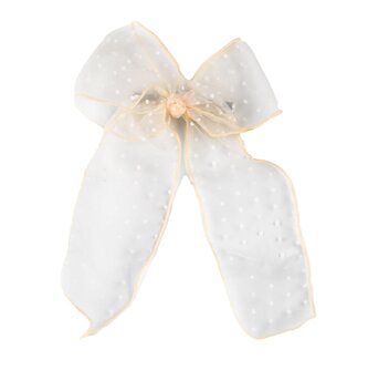 Veľká krémová organzová mašľa s bodkami