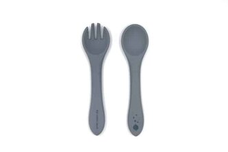 SILIKÓNOVÝ SET VIDLIČKY A LYŽIČKY COTTON CLOUD STORM GREY