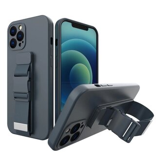 Rope case żelowe etui ze smyczą łańcuszkiem torebka smycz Xiaomi Redmi 10X 4G / Xiaomi Redmi Note 9 granatowy