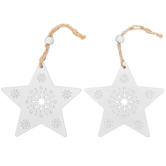 Sada dřevěných vánočních ozdob Tre II 2 ks bílá