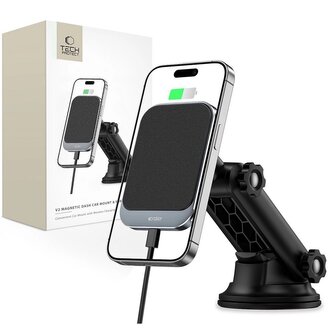 Uchwyt Tech-Protect MM15W-V2 samochodowy na telefon z ładowarką indukcyjną MagSafe 15W na kokpit - czarny