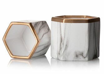 Sada 2 ks květináčů Sona Marbling Gold 10 cm bílá/zlatá