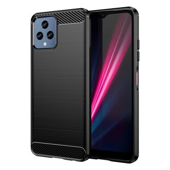 Carbon Case etui do T-Mobile Revvl 6 5G elastyczny silikonowy karbonowy pokrowiec czarne