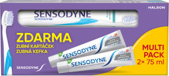 Sensodyne zubní pasta Extra Whitening 2x75 ml + zubní kartáček, 150 ml