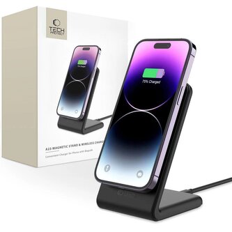 Ładowarka Tech-Protect QI15W-A23 indukcyjna MagSafe 15W w formie stojaka - czarna Ładowarka Tech-Protect QI15W-A23 indukcyjna MagSafe 15W w formie stojaka - czarna