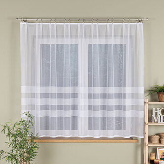 Dekorační krátká vzorovaná záclona na žabky AMELIA LINE 160 bílá 300x160 cm MyBestHome