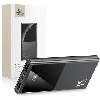 Powerbank Tech-Protect PB12 10000mAh 22.5W 2x USB-A / USB-C / Lightning z kablem USB-C / USB-A - szary