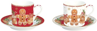 Porcelánové šálky a podšálky Fancy Gingerbread
